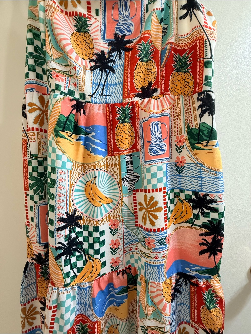 Skies Are Blue Citrus Sway Tropical Patchwork Tiered Maxi Dress - Size S  NWT - Picture 8 of 16